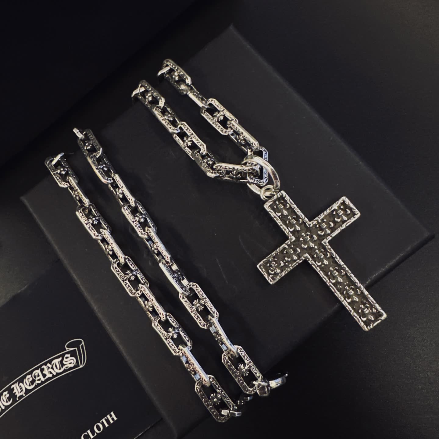 Chrome Hearts Silver Cross Pendant Necklace
